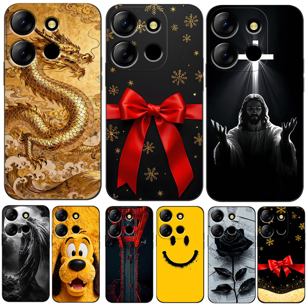 เคสสําหรับ ITEL A60 Silicon Phone Back Cover เคส tpu สีดํา เงินตลก dollar merry christmas