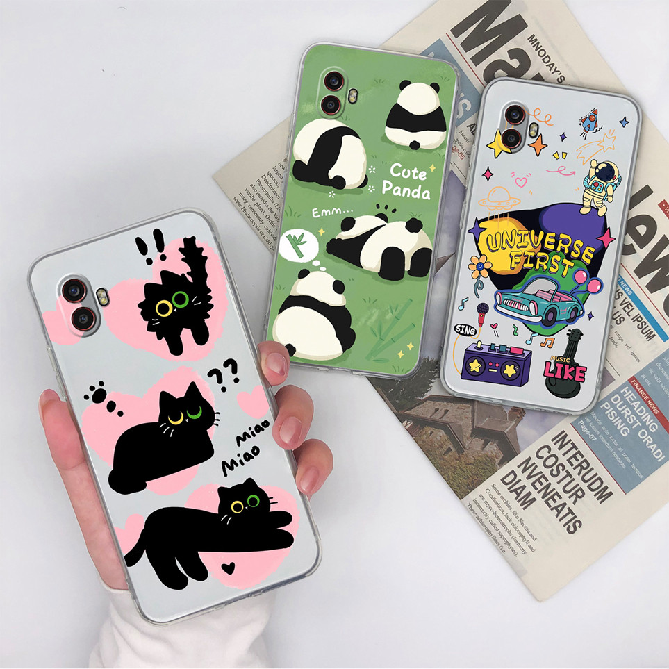 SAMSUNG สําหรับSamsung Galaxy Xcover 6 Proเคสโทรศัพท์ยอดนิยมPandaลูกแมวปลอกTPU Clear Softป้องกันสําหรับXcover 7 ปกหลังXcover6ProกรณีกันชนCapa Shell