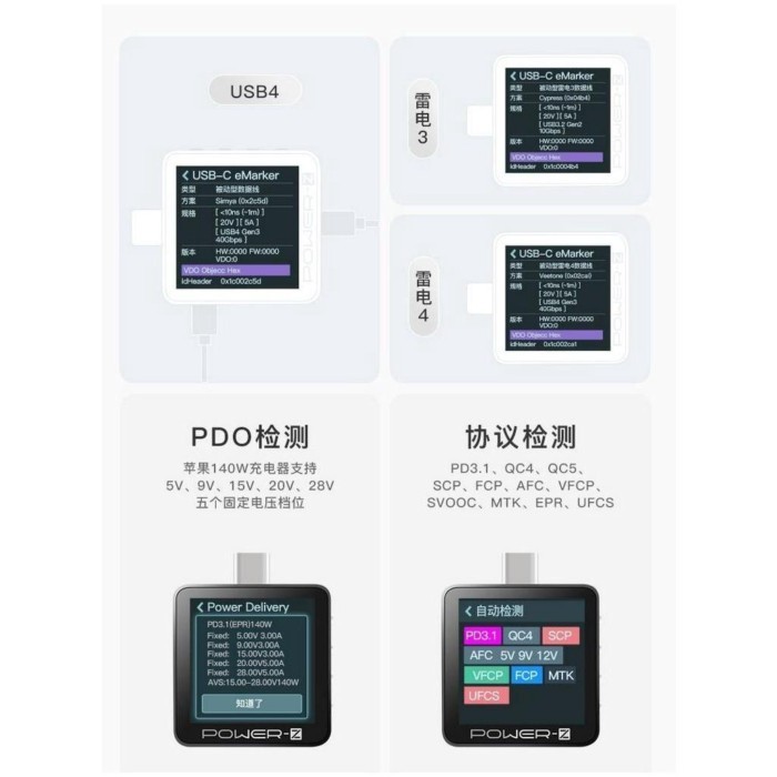 Power-z เครื่องทดสอบ Usb แอมป์มิเตอร์แรงดันไฟฟ้า Fast Power Detector Pd เหยื่อ Km003c