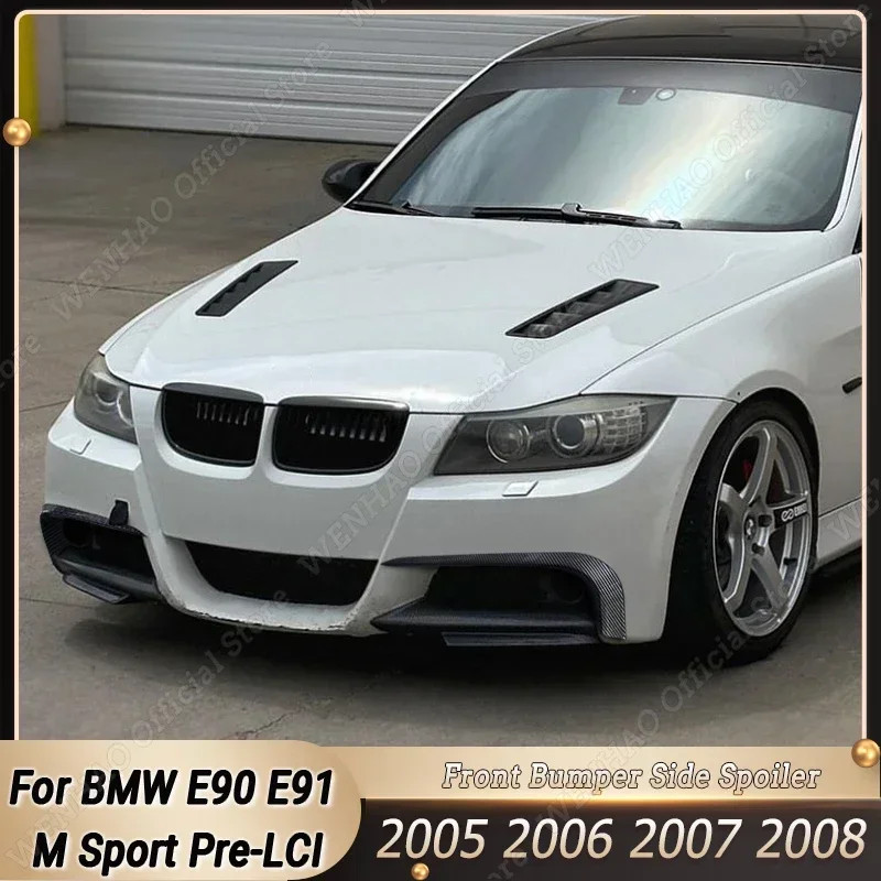For BMW 3 Series E90 E91 320i 330i M Sport Pre-LCI 2005-2008 Car Front Bumper Splitter Side Spoiler