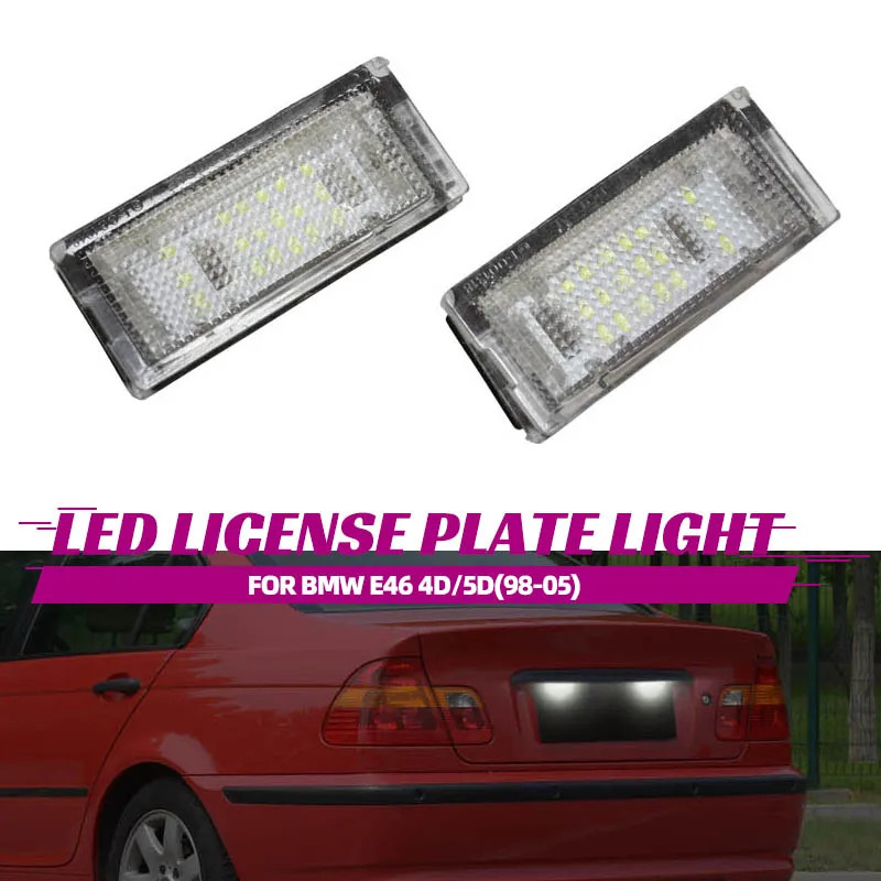 2pcs LED Number License Plate Light Lamps For BMW 3 Series E46 4D 5D 1998-2005 X5 CANBUS Car No Err