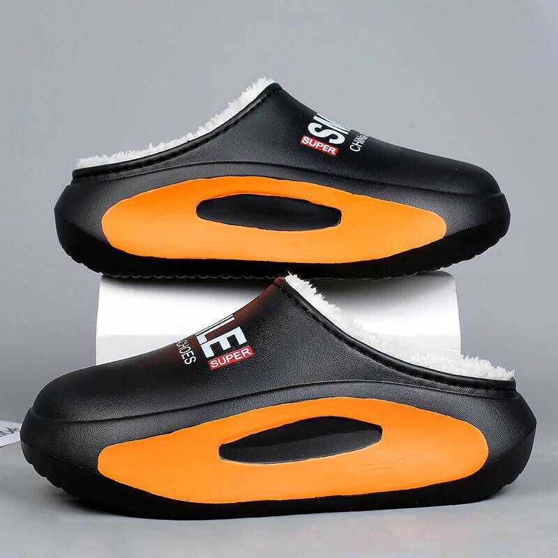 C Winter Men Warm Cotton Outdoor Indoor Warm Shoes Waterproof Men Couple Comfortable Home Bedroom P