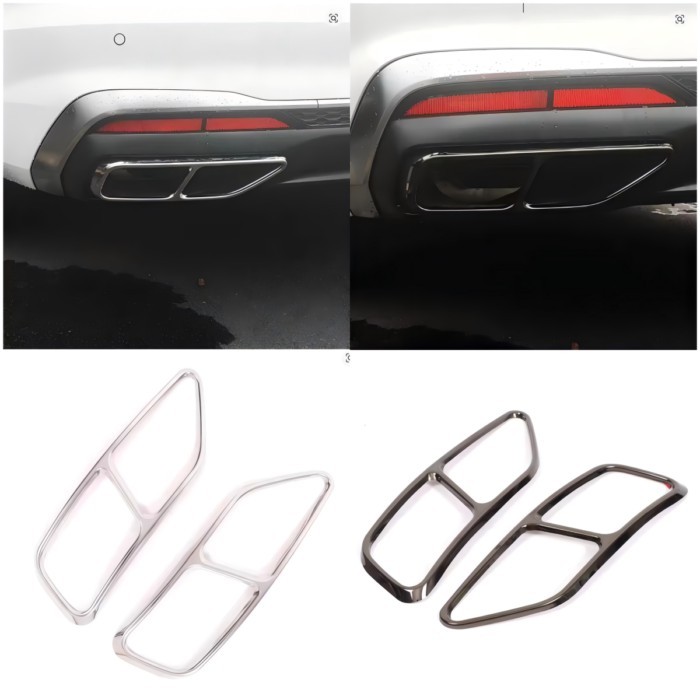 Stainless Steel Black Car Tail Exhaust Pipes Cover For Audi A5 A4 B9 2020-2024 Tail Throat Frame De