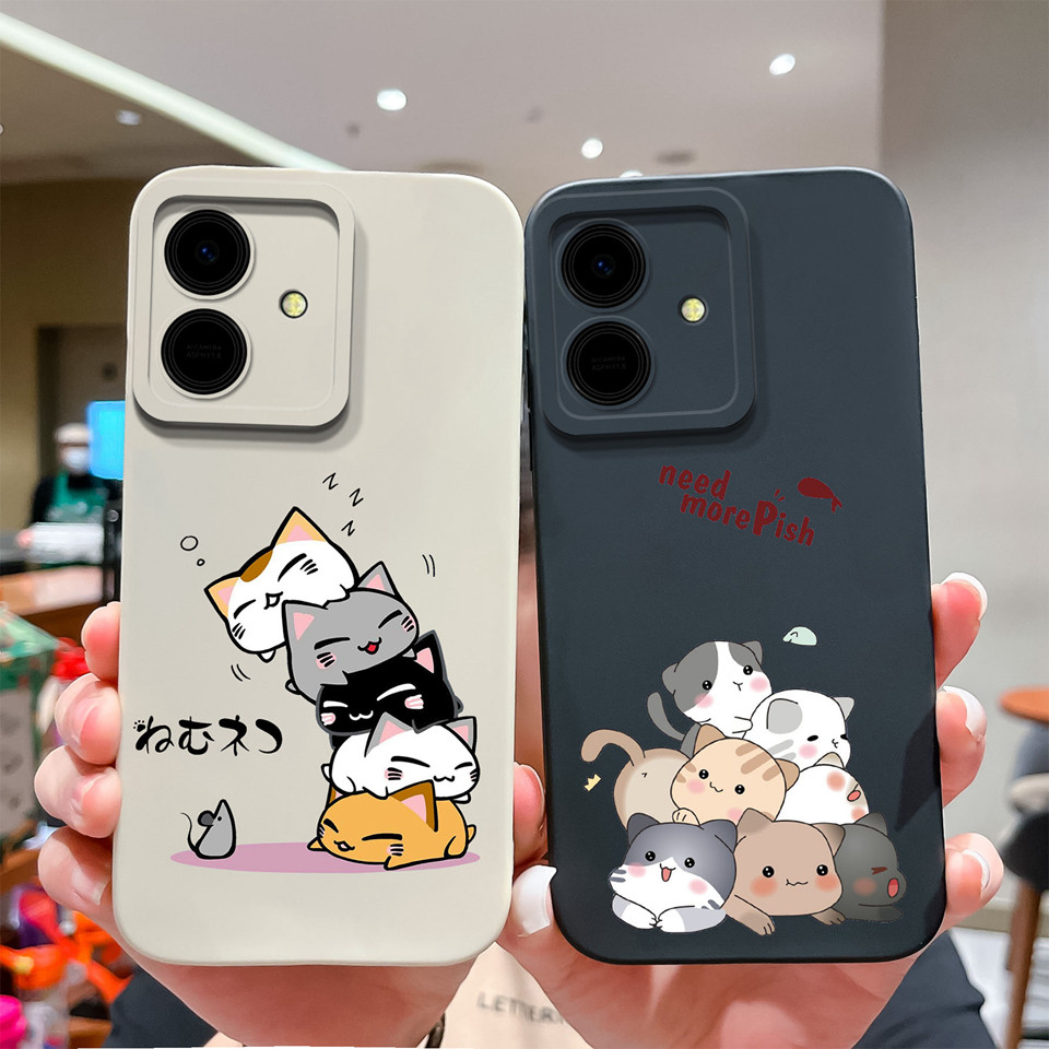ปลอกสําหรับ Honor Play 10 10A แมวน่ารัก Candy สีสันตรวจสอบทนทานกันฝุ่นลื่นป้องกันสแควร์ซิลิโคนนุ่มสําหรับ Honor Play 10A Play10A Capa Shell