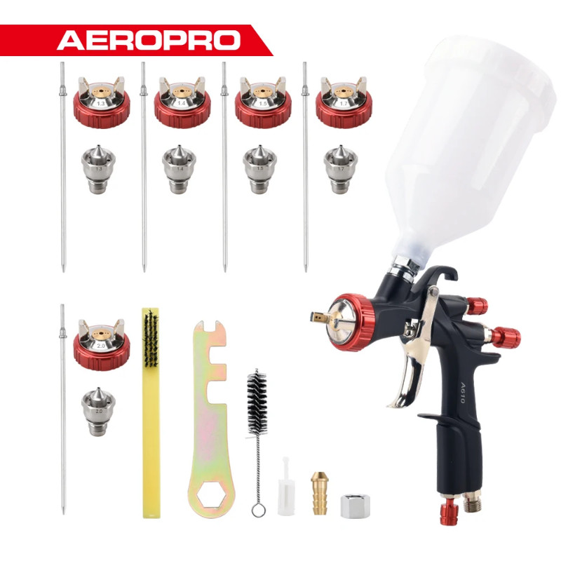 AEROPRO A610 LVLP Air Spray Gun R500 Car Painting Gun Paint Spray Gun Kit Airbrush For Car 1.3\1.4\