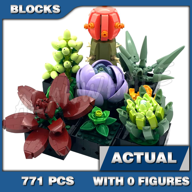 771pcs Creator Expert Succulents พืชประดิษฐ์ Decor Botanical Collection 8806 Building Blocks ของเล่น