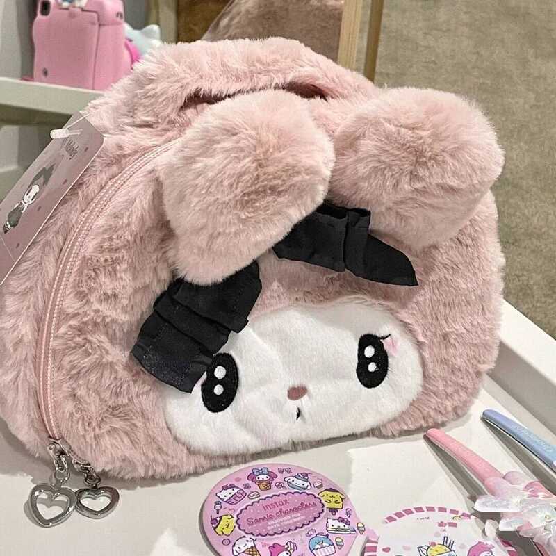 C Cute Kawaii Sanrio Plush Kuromi Melody Make Up Cosmetic Cartoon Large Capacity Storage S Portable