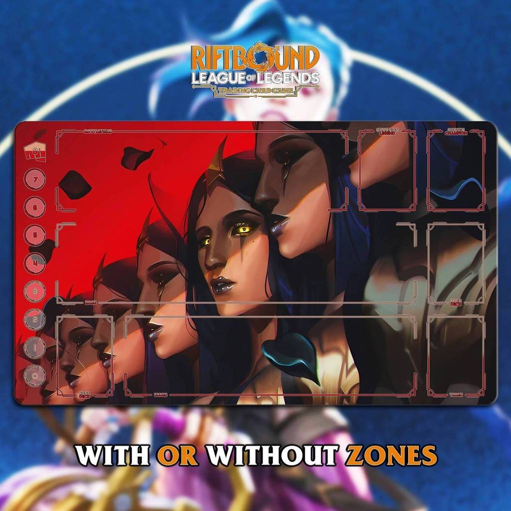 RIFTBOUND LOL TCG Playmat 24x14" (60*35ซม.) | LeBlanc, Deceiver - ขอบเย็บ