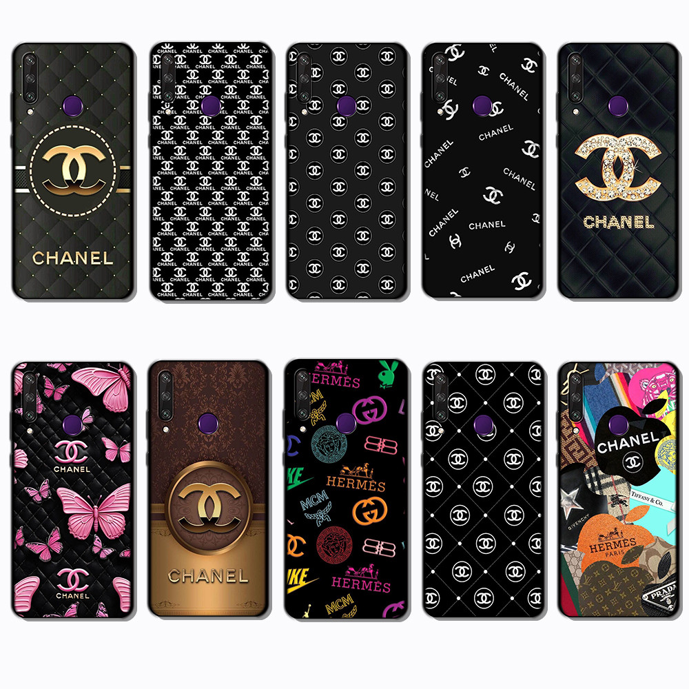 สําหรับ 3c Huawei Y6P Y7A Y8P Y9A Y5 Y6 Prime Chanel เคส TPU สีดํานุ่ม