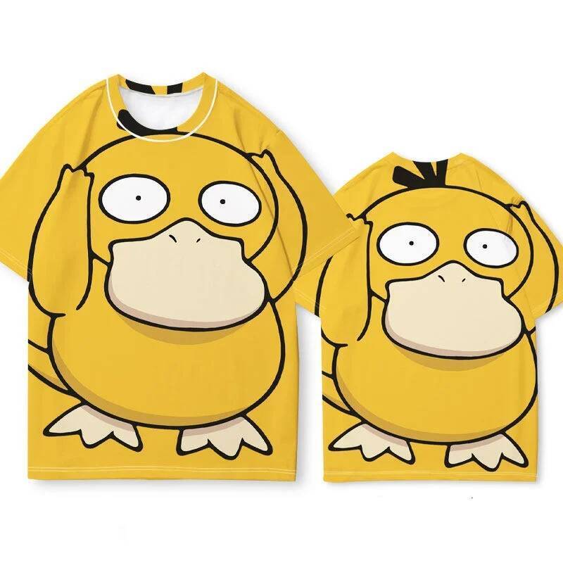 Bandai Anime Pok É Mon Peripheral Psyduck Quick Drying Breathable สบายเสื้อยืดแขนสั้นพ่อแม่และลูก