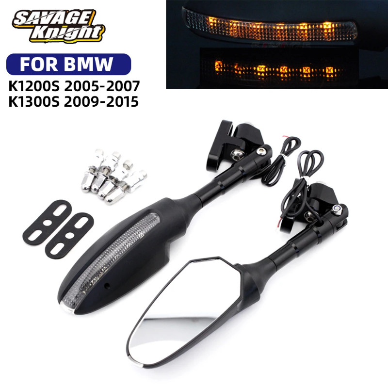 New For BMW K1200S K1300S Rearview Mirrors LED Turn Signals Light K 1200S K1 300S Motorcycle Access