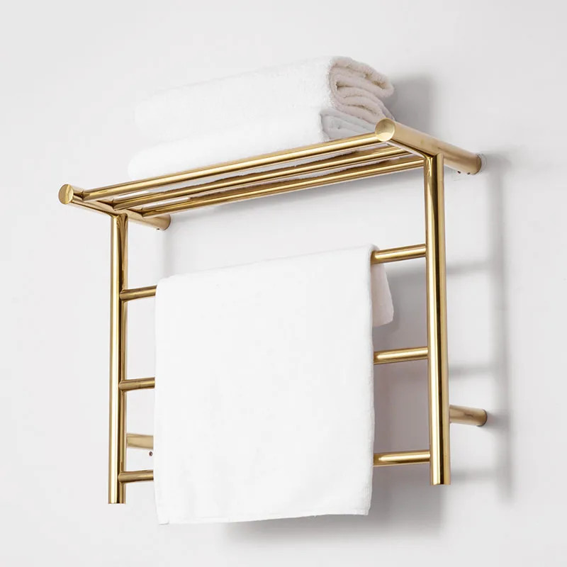 304 Stainless Steel Towel Titanium Gold Warmer Bathroom Toilet Heated Towel Rail Wall Mounted Elect