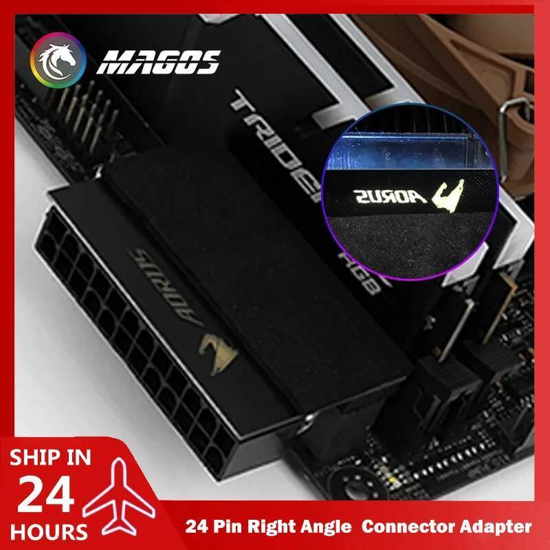 PC M/B ATX PSU 24 พินมุมขวา 90 องศาอะแดปเตอร์ 5 V/12 V RGB SYNC Light-Emitting แปลง 24P AORUS/ROG/MS