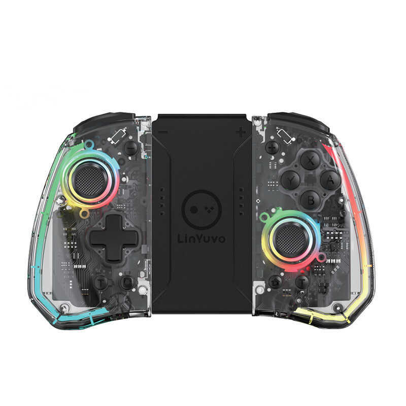 LinYuvo Linycon switchjoycon Bluetooth Handle RGB Light Macro Function ซ้ายขวาโปร่งใส RGB Light Effe
