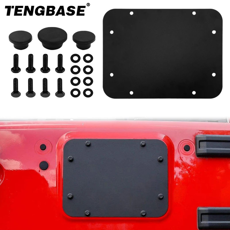 For Jeep Wrangler JK 2007-2017 Rear Door License Plate Decoration Cover Filler Plate Car Exterior A