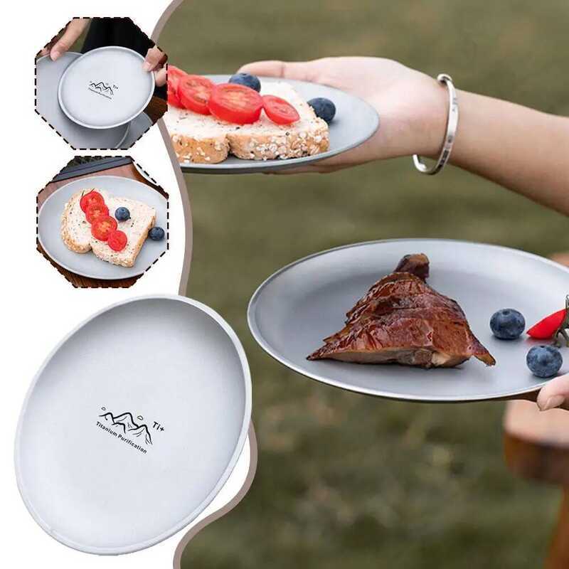 C Titanium Camping Plate 4-Piece Camping Set Camping Plate Fruit Salad Tray Titanium Picnic Equipme