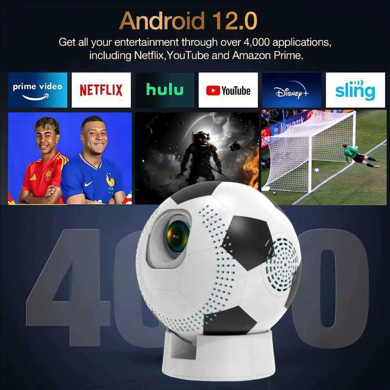 World Cup Football Projector 4K HD Electric Focus Portable Household Projector โฮมเธียเตอร์ขนาดเล็ก