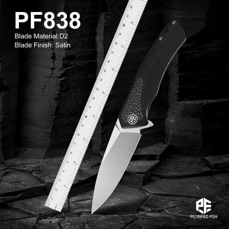 C Petrified Fish Pf838 Pub Folding Knife G10 Handle Ball Bearing Outdoor Fishing Satin Blade Knife