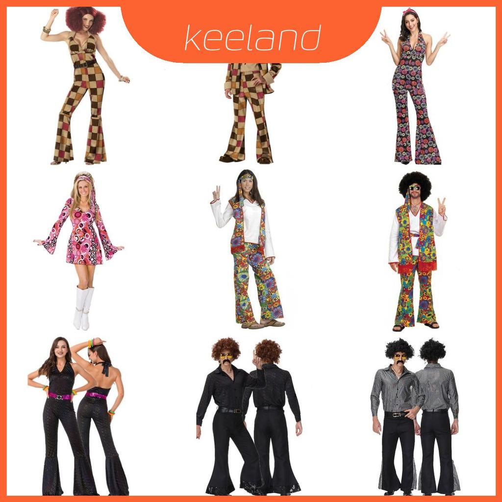 ชุดคอสตูมคอสเพลย์ Disco Retro 70s สําหรับผู้ชายและผู้หญิงเหมาะสําหรับงานปาร์ตี้ฮาโลวีนธีมและ