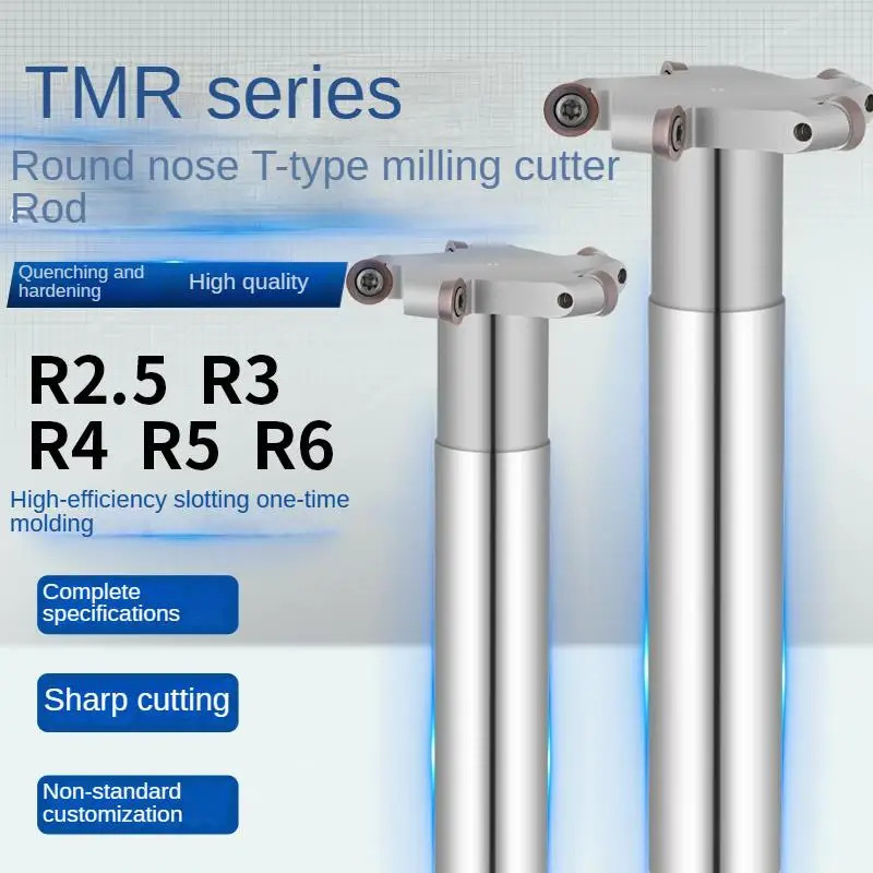 CNC T-slot arc milling cutter bar, TMR round nose milling cutter bar, R6 slotted three sided edge m