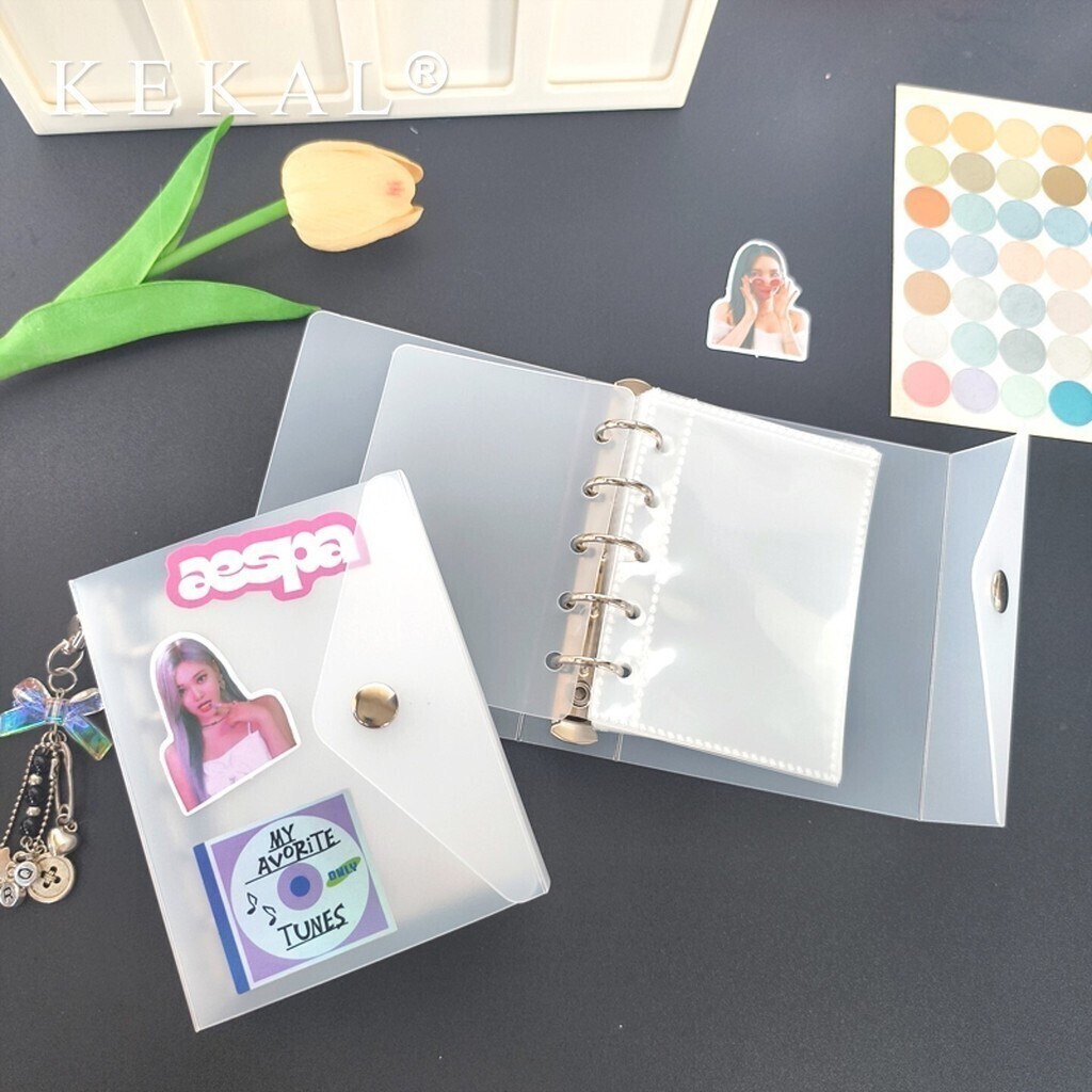 M5 5 หลุม Tri-fold ซองจดหมายโปร่งใส Frosted หลวม Leaf Photocard Binder ฝาครอบ Mini Photocard Binder แขนซิปกระเป๋า