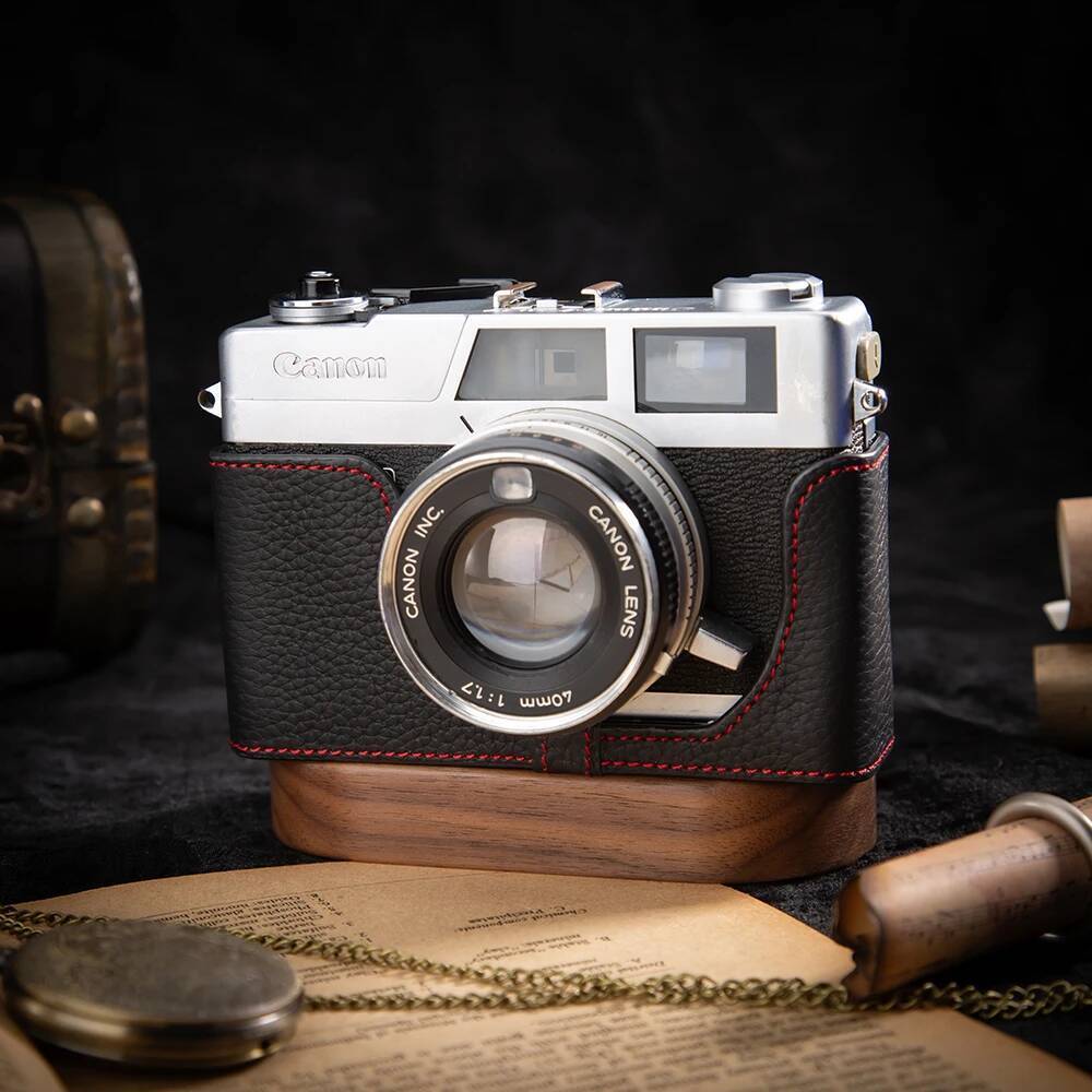 สําหรับ Canon QL17 II/17 III QL19 II/19 III กรณีหนังกระเป๋ากล้องหนังแท้ครึ่งกรณี S3 ฝาครอบกระเป๋าป้อ