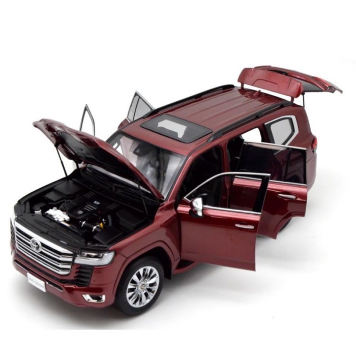 LCD 1: 18 สีแดง Toyota Land Cruiser Land Cool Road Ze LC300 ZX โมเดลรถโลหะผสม