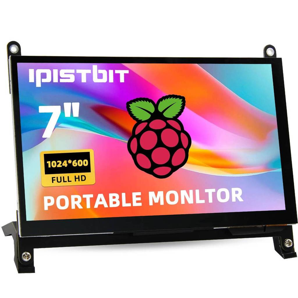 IPitsBit 7 นิ้ว Raspberry Pi Monitor, IPS LCD หน้าจอ HDMI 1024x600 สําหรับ Raspbery Pi 5 4 3B 2B B4,