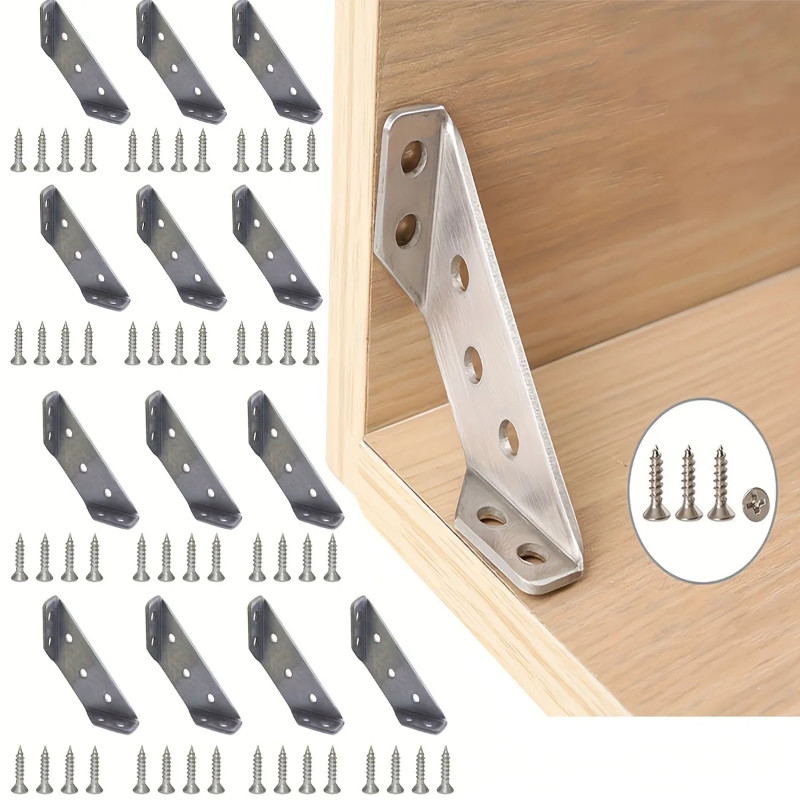 15 pcs Brackets Corner Bracket,Stainless Steel Corner Brace- Shelf Right Angle for Shelf, Wood, Fur