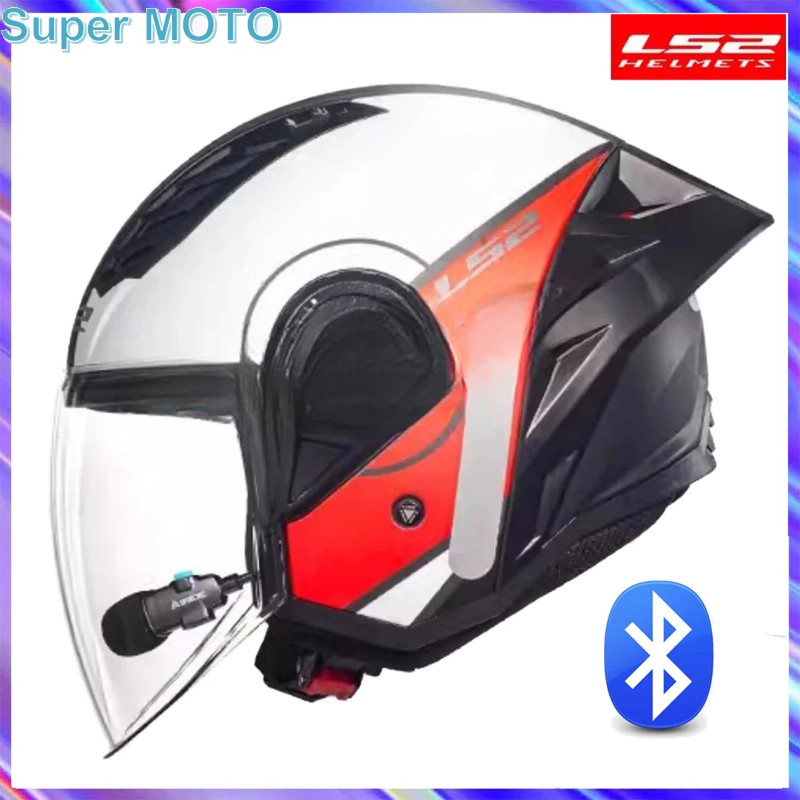New 2024 Original LS2 OF616 Motorcycle Helmet Large Tail Wing Built in Bluetooth Capacete LS2 Half