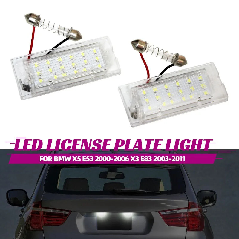 1 Pair White CANbus LED Number License Plate Light Lamp 18 SMD  For BMW E53 X5 1999-2003 E83 X3 03-
