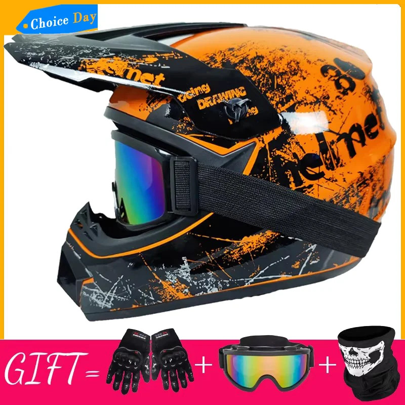 Motorcycle Helmet Off-road Bike Helmet Capacete Motocross Casco send 3 men kids gift Motocross Down