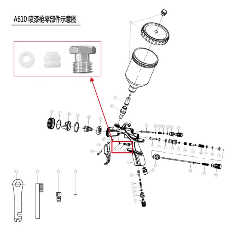 AEROPRO A610 Needle Spray Gun Repair Set  Foam Gasket, Sealing Washer And Direction Screw LVLP Air