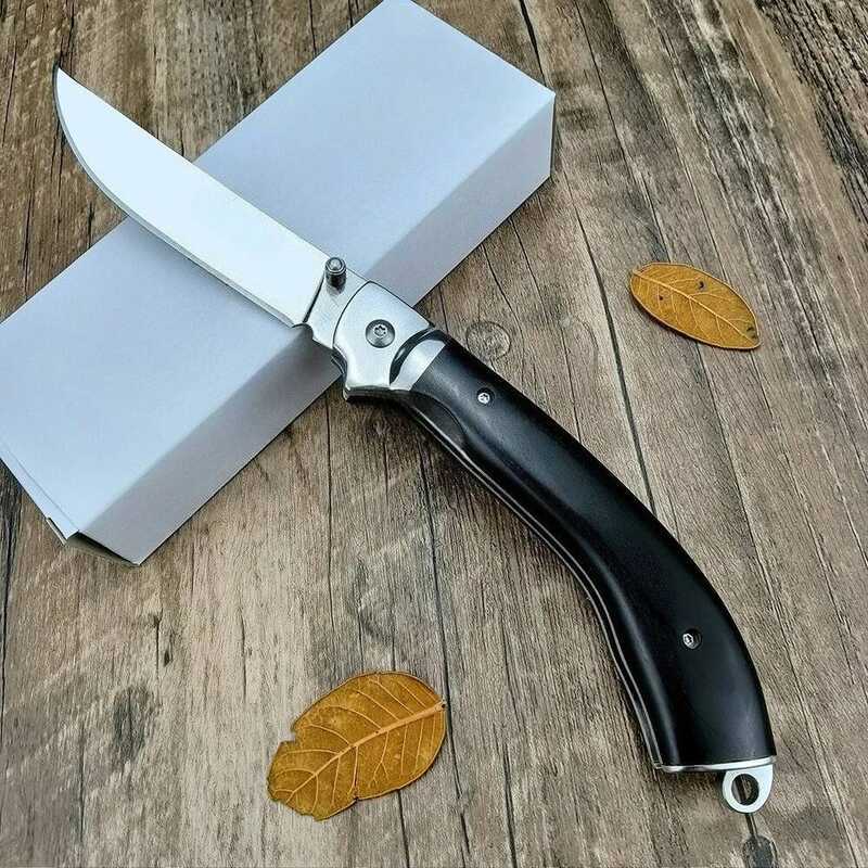 C Outdoor Multi-Functional Folding Pocket Knife Wooden Handle 440C Steel Blade, Hand Tool, Suitable