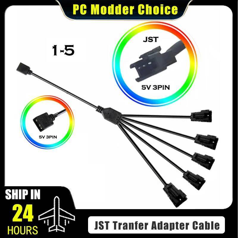 JST SM อะแดปเตอร์ RGB Transfer 4Pin 3Pin ARGB JST-3P SM3P JST-4P SM4P EL สายไฟชาย/หญิง MB AURA SYNC 