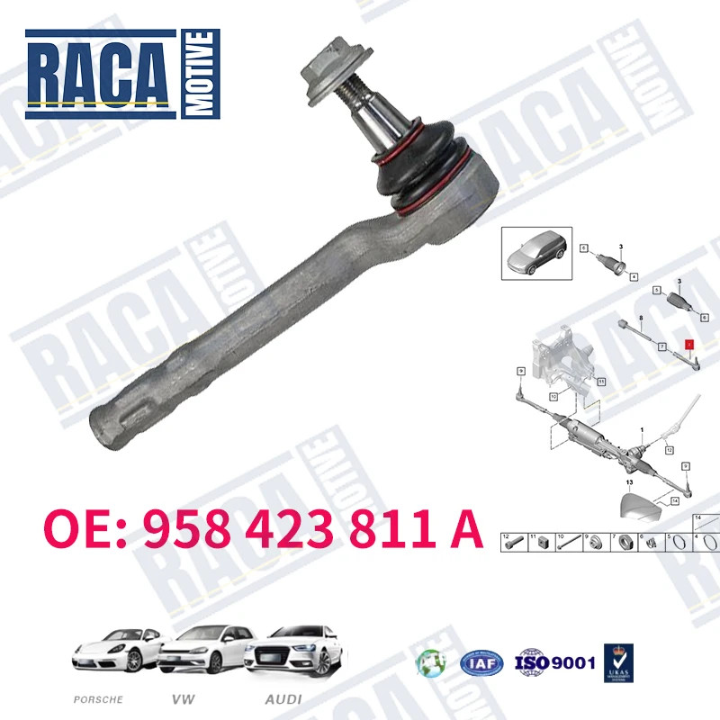 For Porsche Cayenne 9Y0 9YA 9YB Front Axle Outer Steering Tie Rod Ends Ball Joint 1Pair 958423811A
