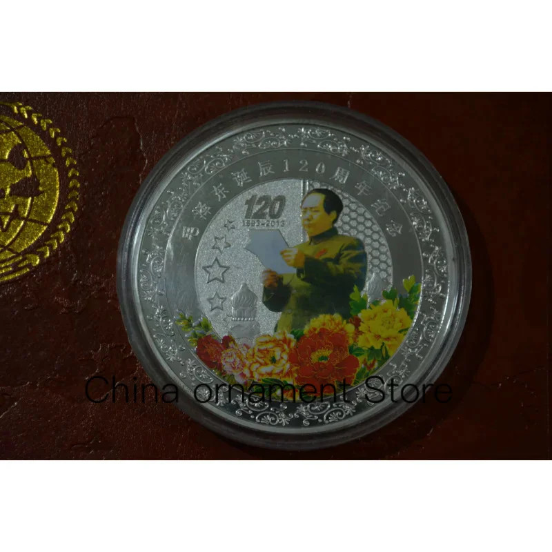Rare 999 Shanghai Mint multicolour silver coin,Chinese leaders--MAO Ze-dong,free shipping
