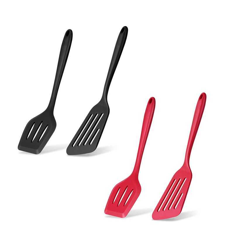 C I0[Gjc Mall]2 Pcs Silicone Slotted Fish Turner Spatula, Spatulas For Non Stick Cookware Baking,Co