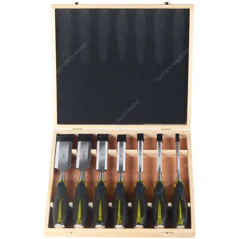 Stainless Steel Chrome Vanadium Steel Plastic Handle Piercing Shank Flat Chisel Woodworking Tools C