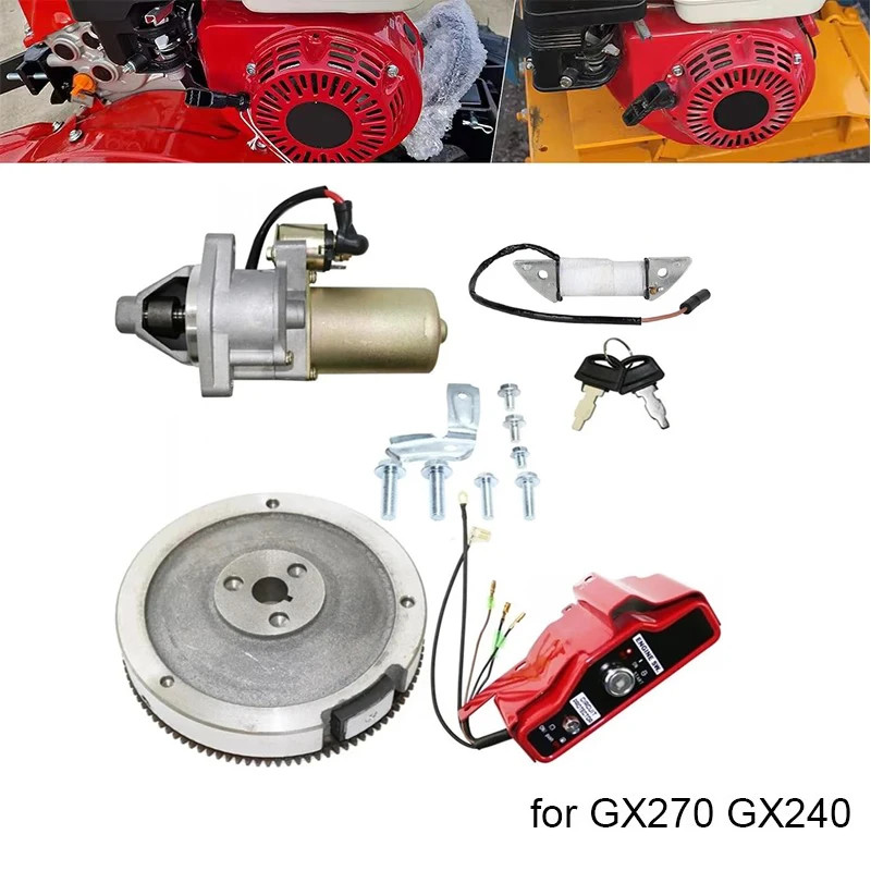 Gasoline Engine Electric Starter Motor Kit 177F 173F For Honda GX240 8HP GX270 9HP Housing Solenoid