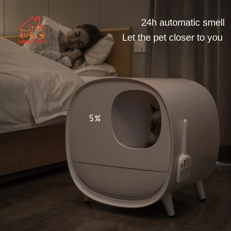 HONEY PETSmart Cat Litter Box Deodorizing Anti-splash Pedal Channel Fully Enclosed Drawer Type Cat