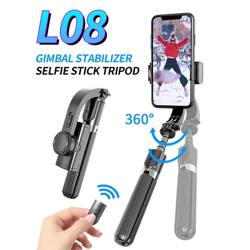 L08 โทรศัพท์มือถือGimbalแกนเดี่ยวStabilizerมือถือบลูทูธSelfie Stick Anti-Shakeing Stabilizerโทรศัพท์