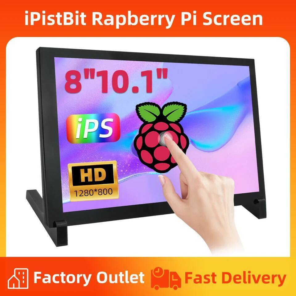 IPistBit หน้าจอ Raspberry Pi ขนาด 10.1 นิ้ว, หน้าจอสัมผัส 1280 x 800, จอภาพ HDMI IPS สําหรับ Raspber