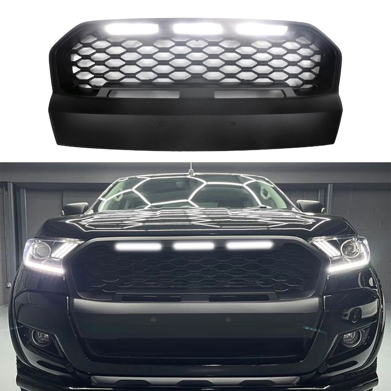 For Ranger T7 Raptor Grills Mesh For Ranger Wildtrak Mk3 T7 Xl Xlt XLS PX3 2015 2016 2017 Auto Raci