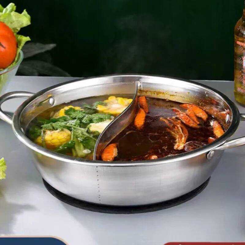 C Double-Flavor Stainless Steel Hotpot Pot, Commercial Xiaofeiyang Clear Soup Pot, Household Hotpot