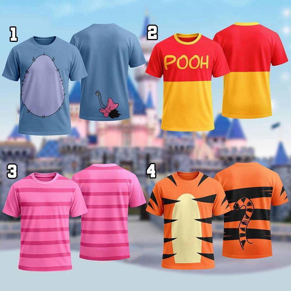 Disney Pooh Eeyore Piglet Tigger เครื่องแต่งกายเสื้อยืด Winnie The Pooh คอสเพลย์เครื่องแต่งกายเสื้อคอสเพลย์ Tee ฮาโลวีน Over พิมพ์ Tee
