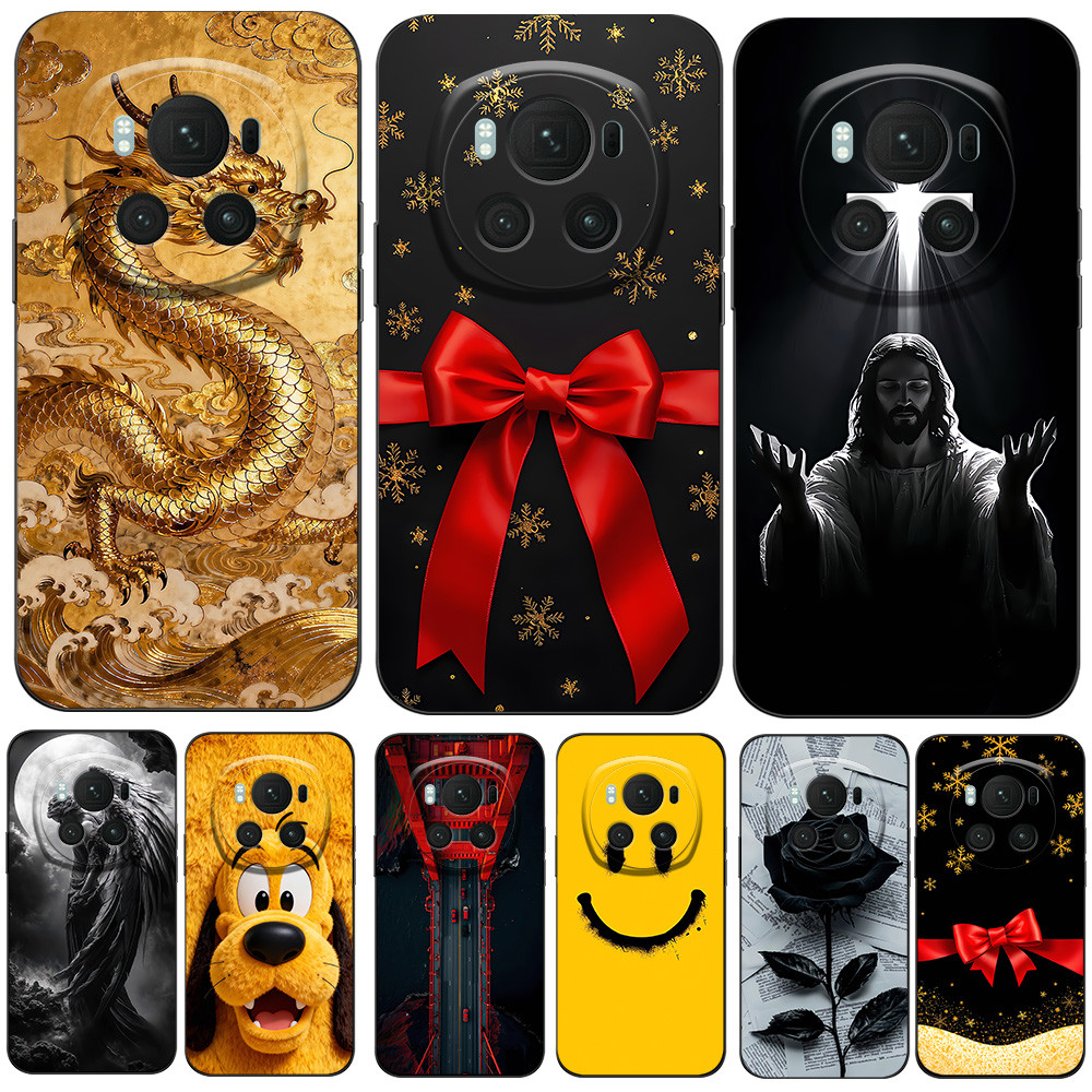 สําหรับ honor magic 6 pro case ซิลิคอนอ่อนโทรศัพท์ฝาหลังกรณี tpu สีดําตลกเงิน dollar merry christmas