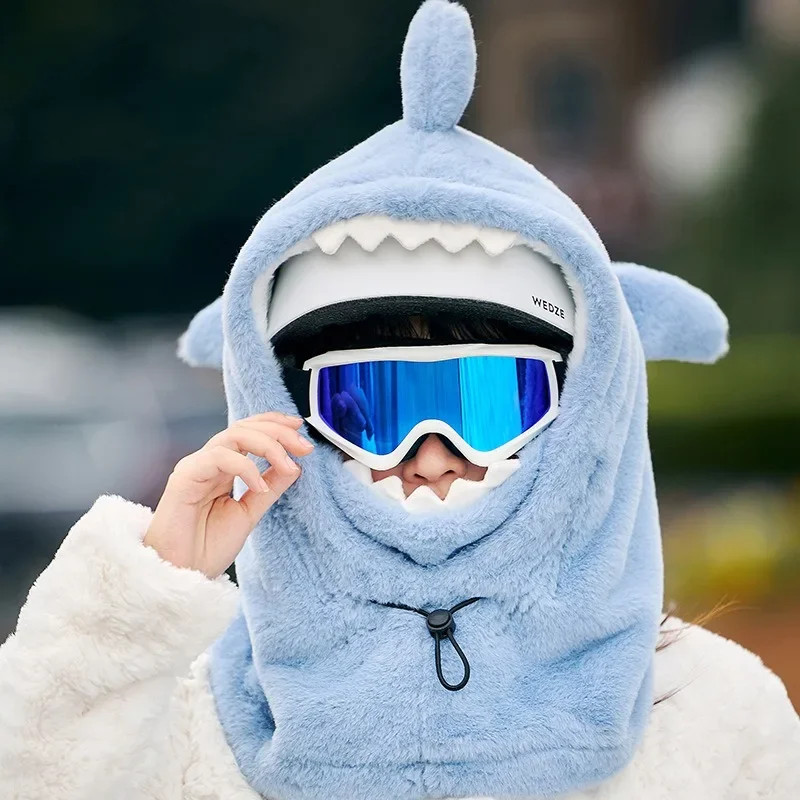 Warm Cute Shark Ski Helmet Cover Ski Helmet Winter Wool Cycling Warm Soft Head Cover Neck Warmth Su