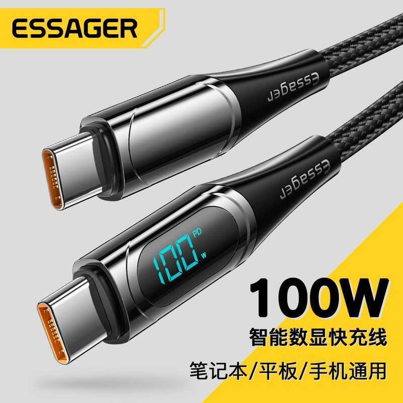 ESSAGER ESSAGER Series Data Cable PD Digital Display Fast CHARGING สายชาร์จเหมาะสําหรับโน้ตบุ๊คแท็บเ