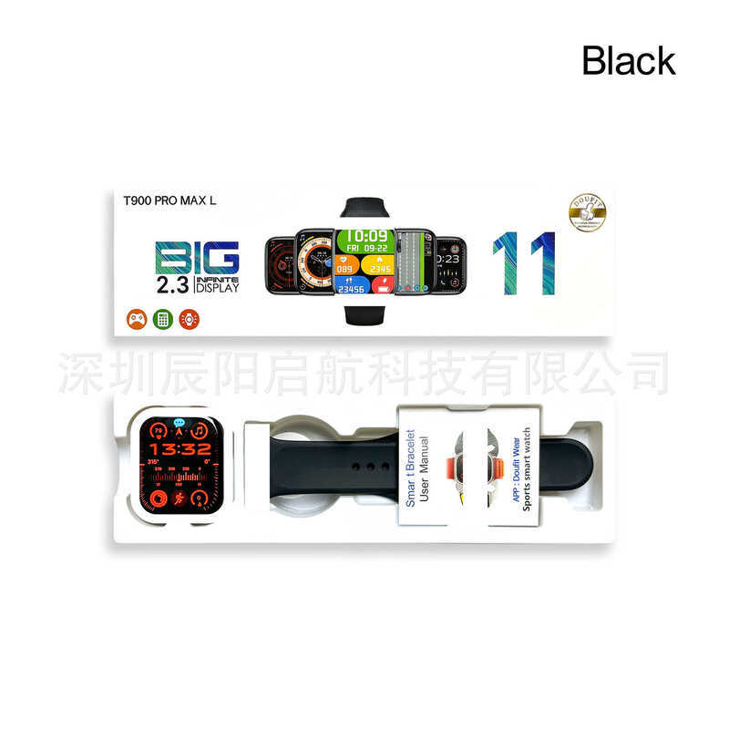 T900 PRO MAX L สมาร์ทวอทช์ สปอร์ตอัจฉริยะ บลูทูธไร้สาย ชาร์จอัตโนมัติ สีดำ